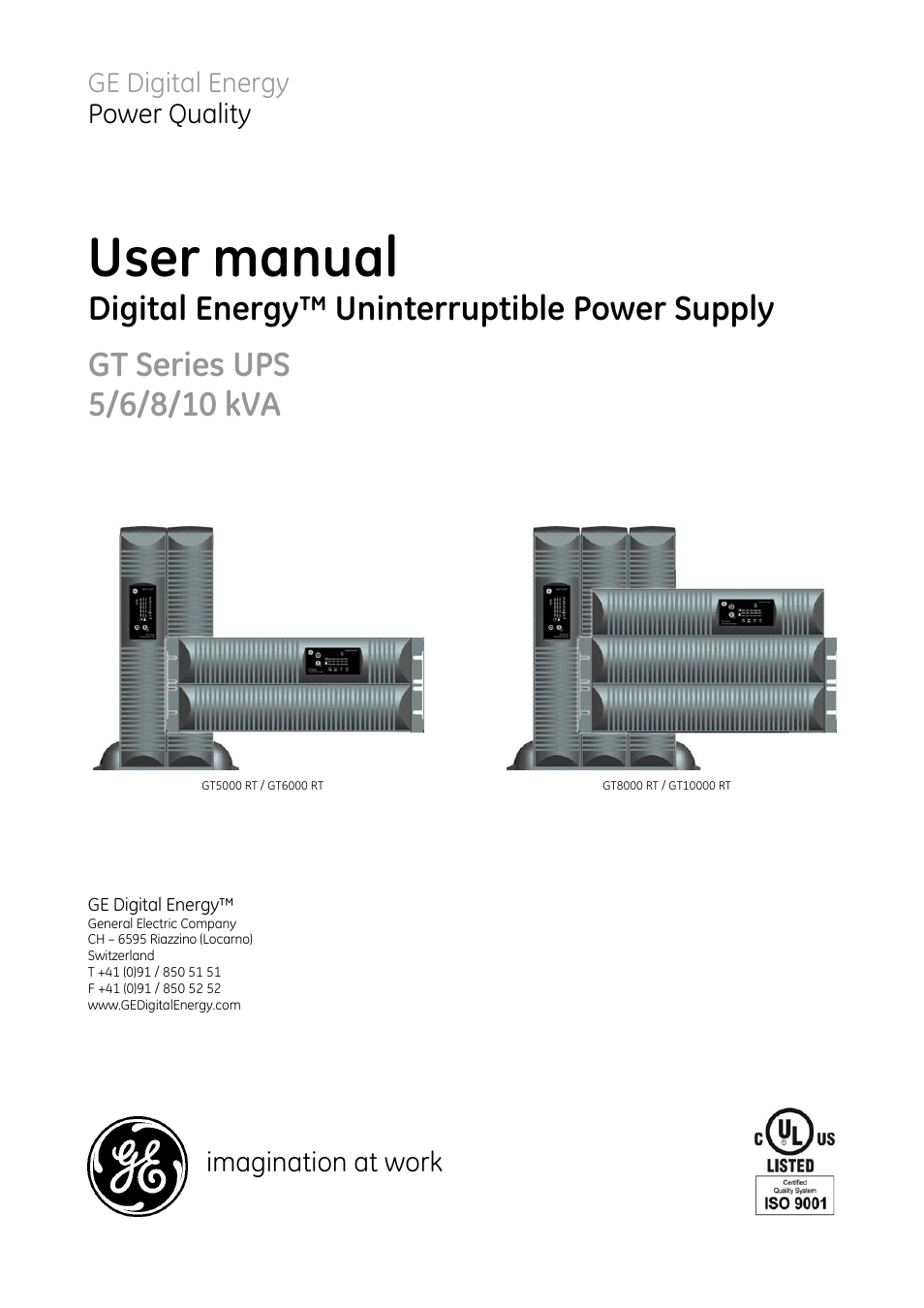 GE Industrial Solutions Digital Energy GT Series UPS 5_6_8_10 kVA User Manual | 41 pages
