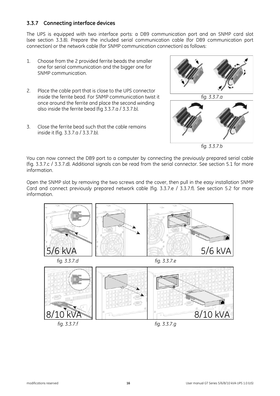 7 connecting interface devices, Connecting interface devices, 5/6 kva | GE Industrial Solutions Digital Energy GT Series UPS 5_6_8_10 kVA User Manual | Page 16 / 41
