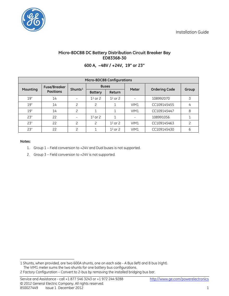 GE Industrial Solutions Mini-BDFB User Manual | 12 pages