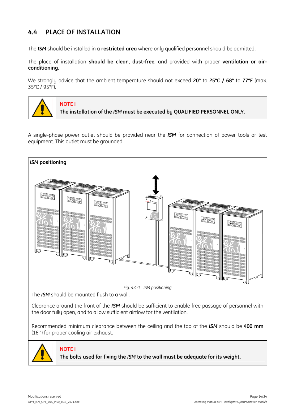 4 place of installation, Group a group b, The ism should be mounted flush to a wall | GE Industrial Solutions ISM User Manual | Page 14 / 34