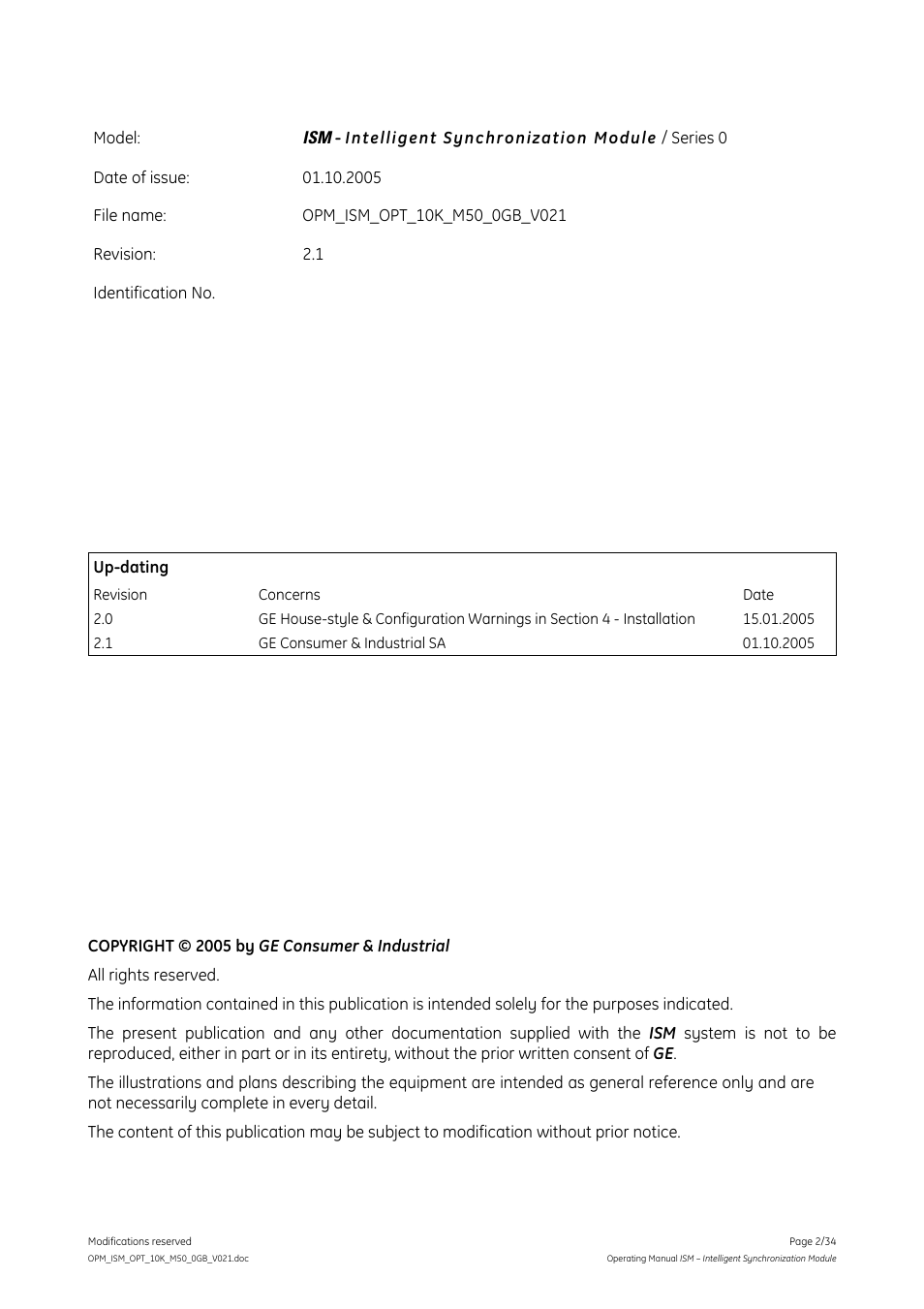 GE Industrial Solutions ISM User Manual | Page 2 / 34