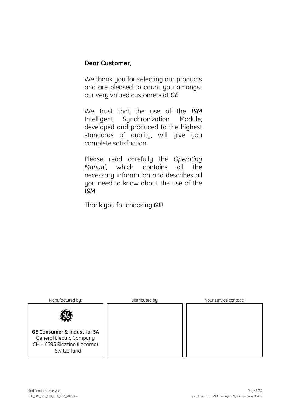 GE Industrial Solutions ISM User Manual | Page 3 / 34