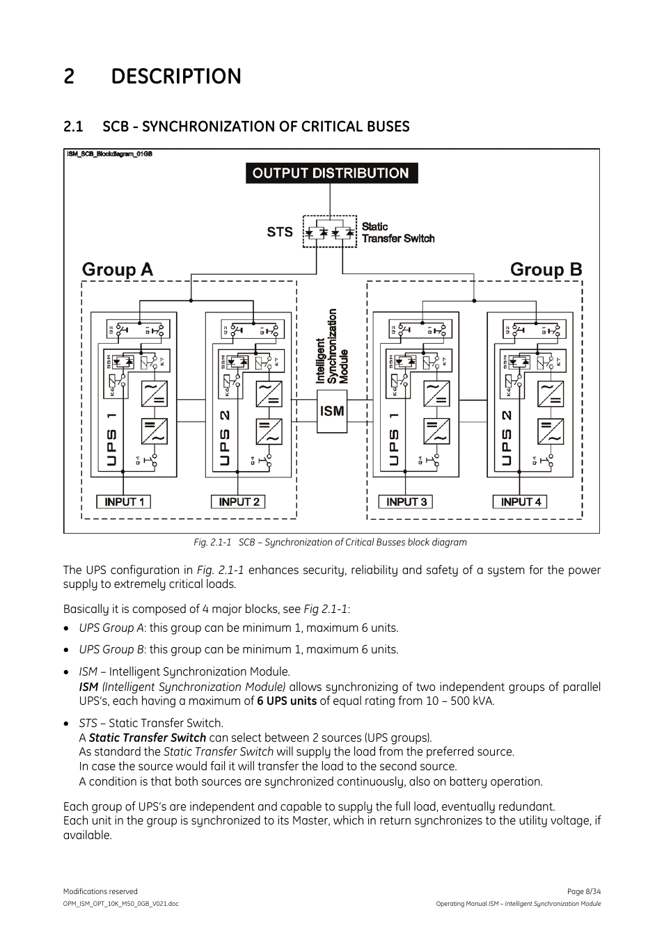 2 description, 1 scb - synchronization of critical buses | GE Industrial Solutions ISM User Manual | Page 8 / 34