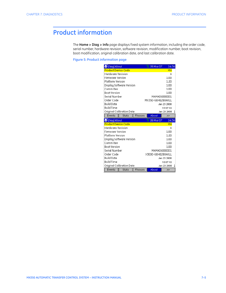 Product information, Product information - 5 | GE Industrial Solutions MX350 Instruction manual User Manual | Page 105 / 114