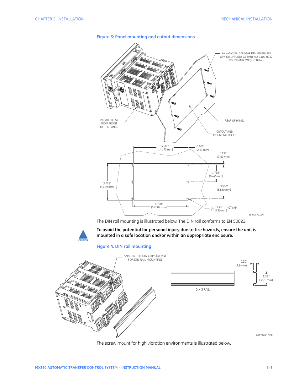 Chapter 2: installation mechanical installation | GE Industrial Solutions MX350 Instruction manual User Manual | Page 19 / 114