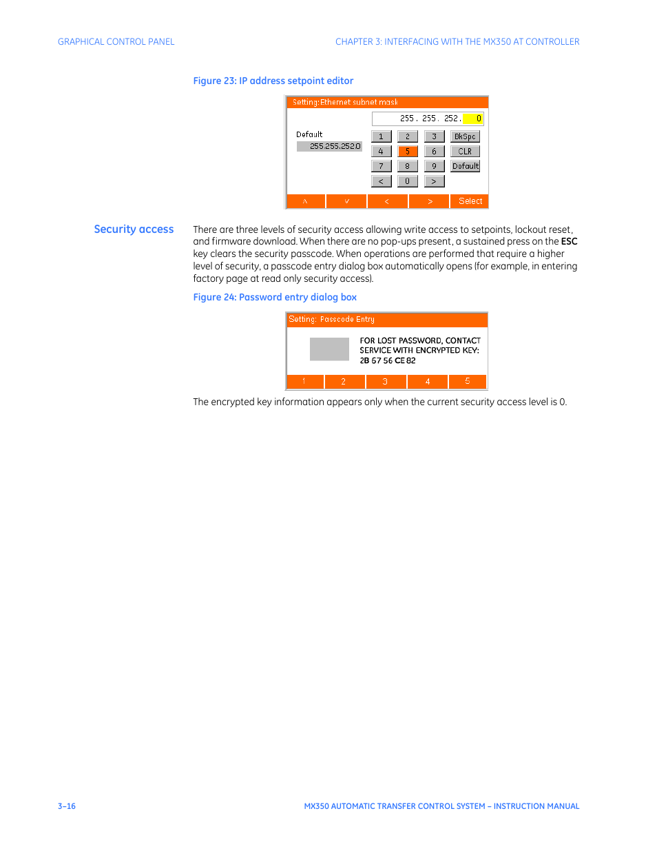 Security access | GE Industrial Solutions MX350 Instruction manual User Manual | Page 46 / 114