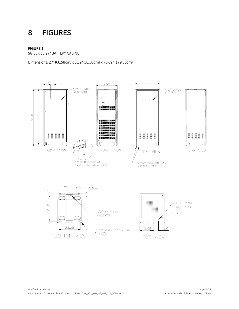8 figures | GE Industrial Solutions SG Series UL LISTED BATTERY CABINETS User Manual | Page 18 / 36