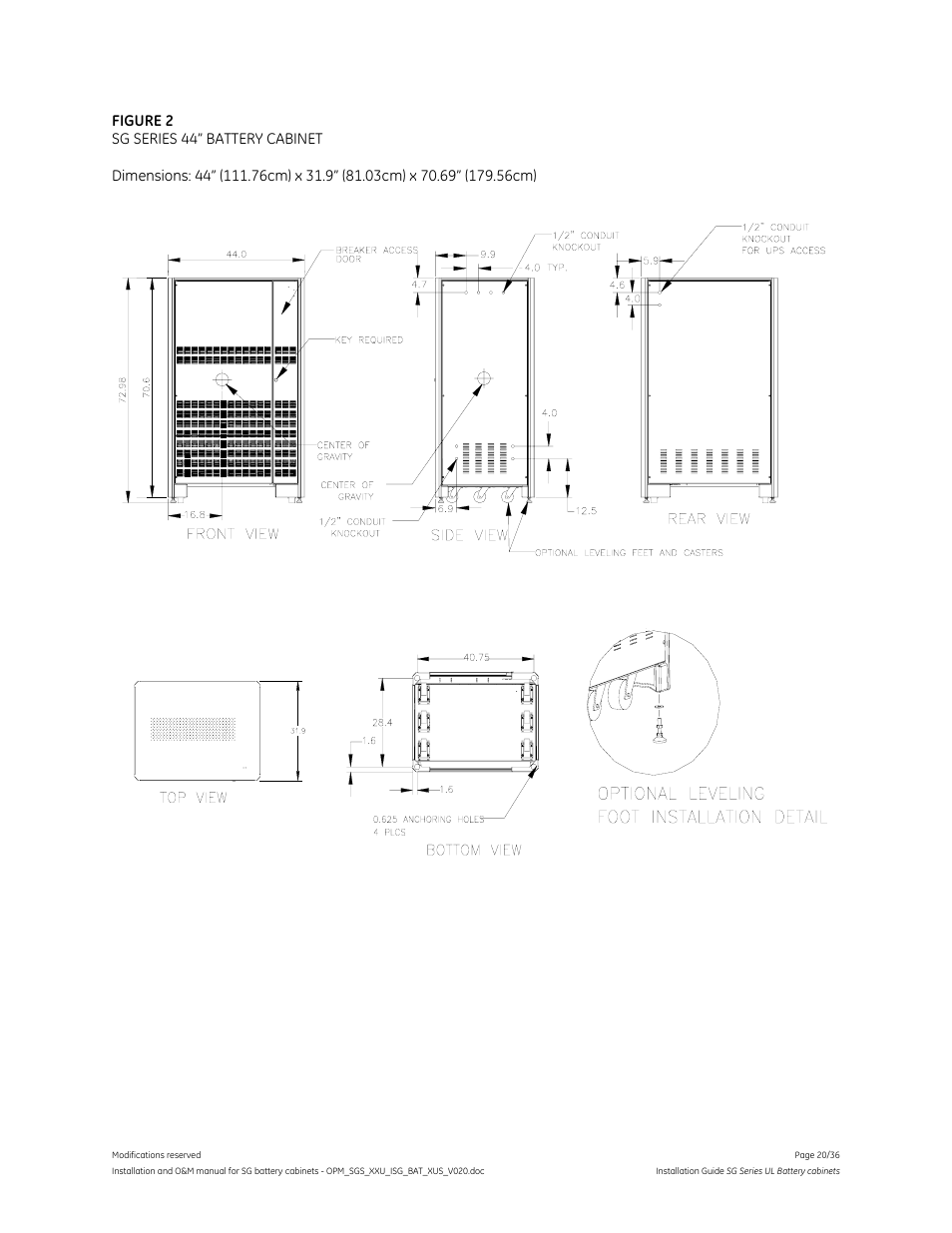GE Industrial Solutions SG Series UL LISTED BATTERY CABINETS User Manual | Page 19 / 36