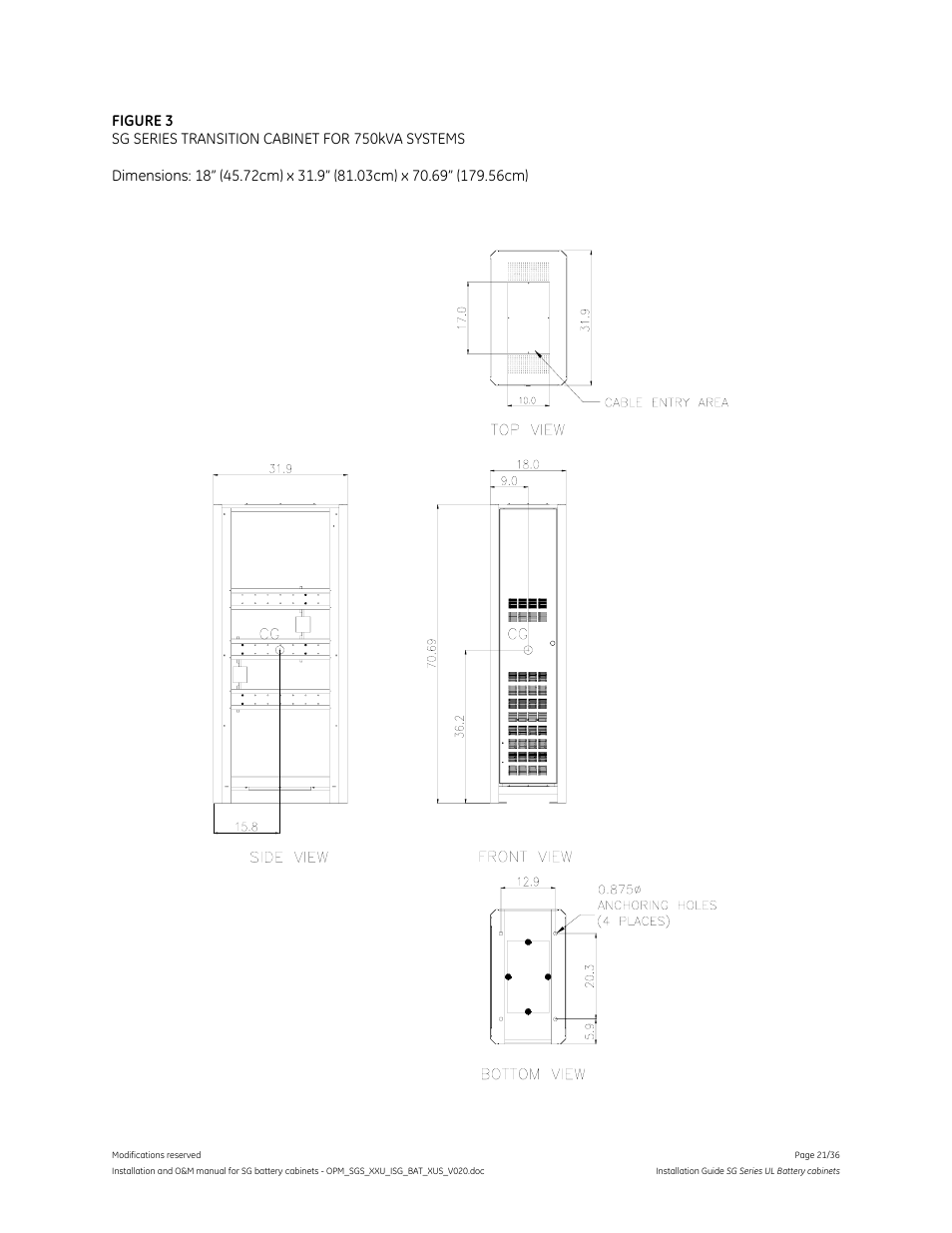 GE Industrial Solutions SG Series UL LISTED BATTERY CABINETS User Manual | Page 20 / 36
