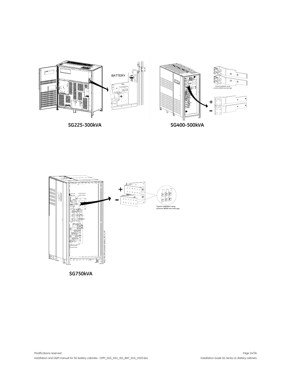 Sg750kva | GE Industrial Solutions SG Series UL LISTED BATTERY CABINETS User Manual | Page 23 / 36