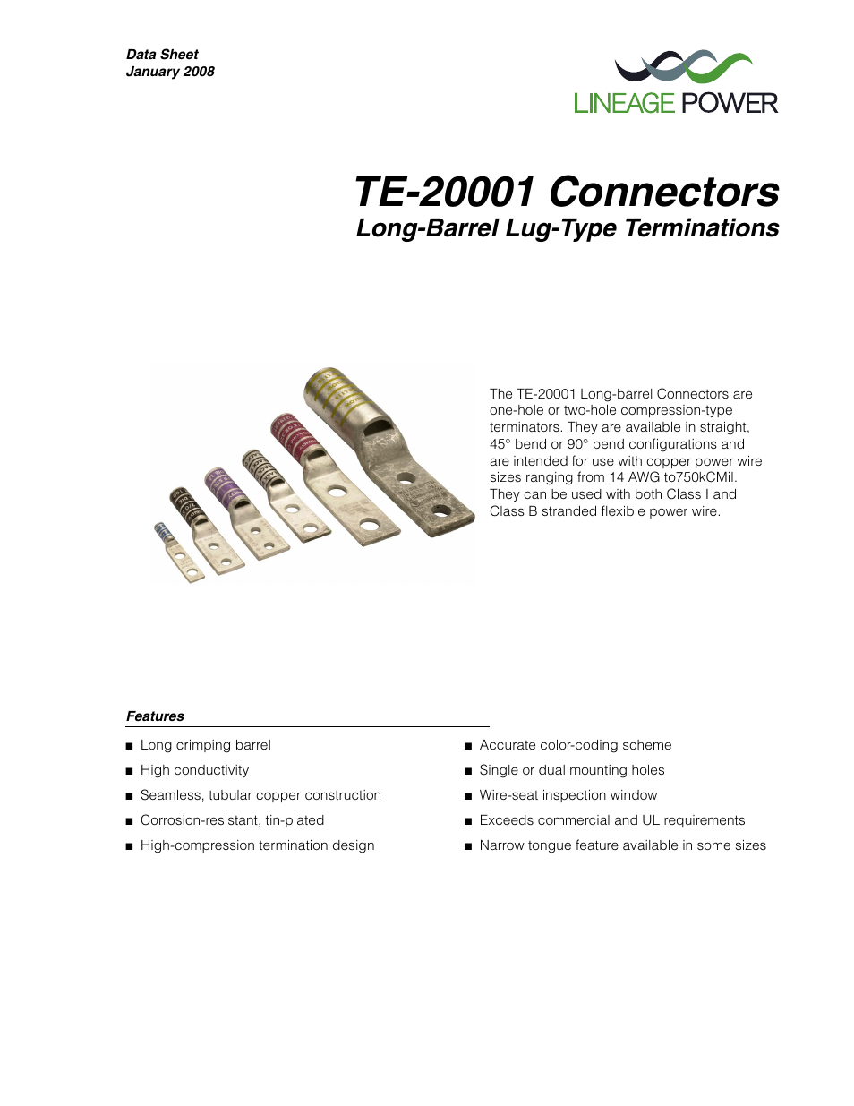 GE Industrial Solutions TE20001 Connectors User Manual | 4 pages