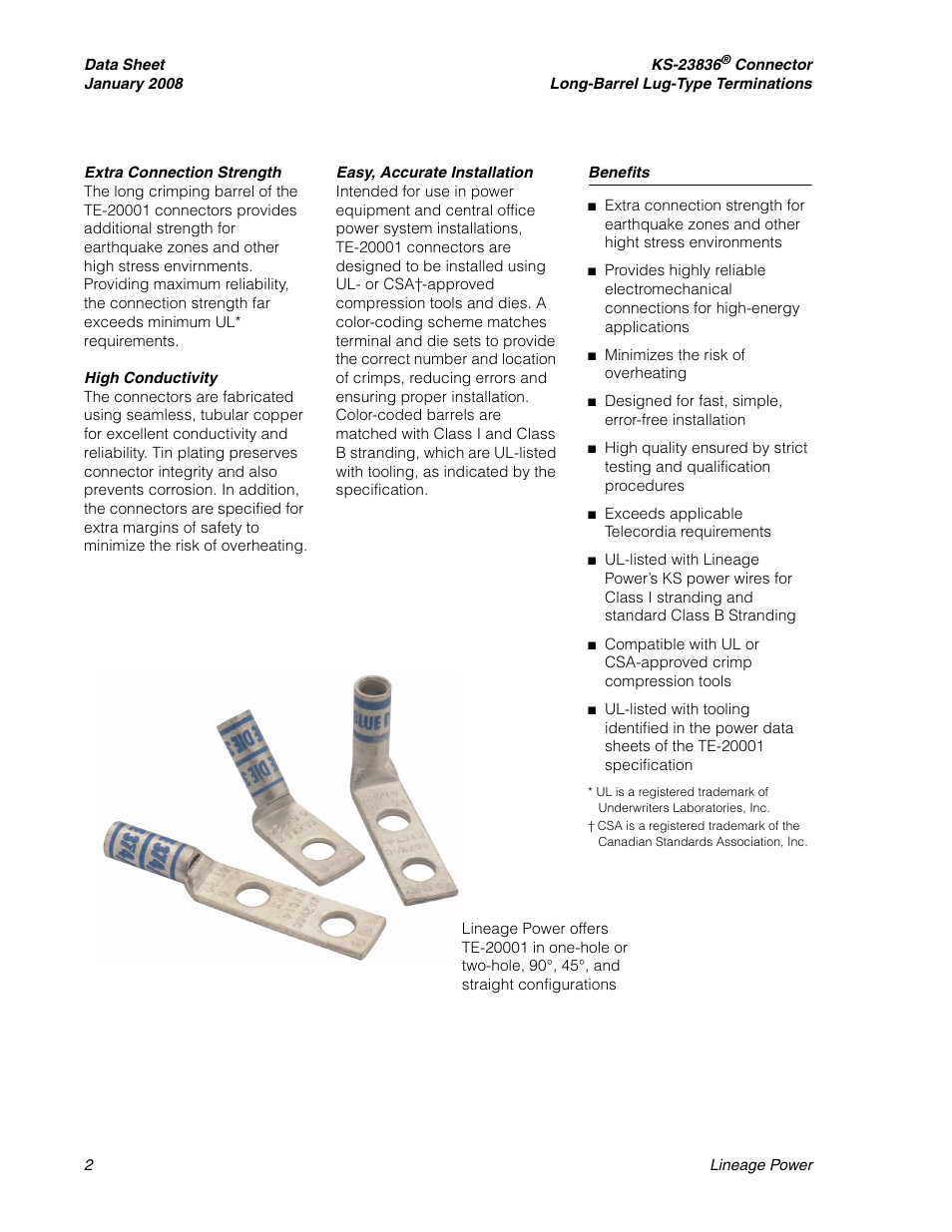 GE Industrial Solutions TE20001 Connectors User Manual | Page 2 / 4