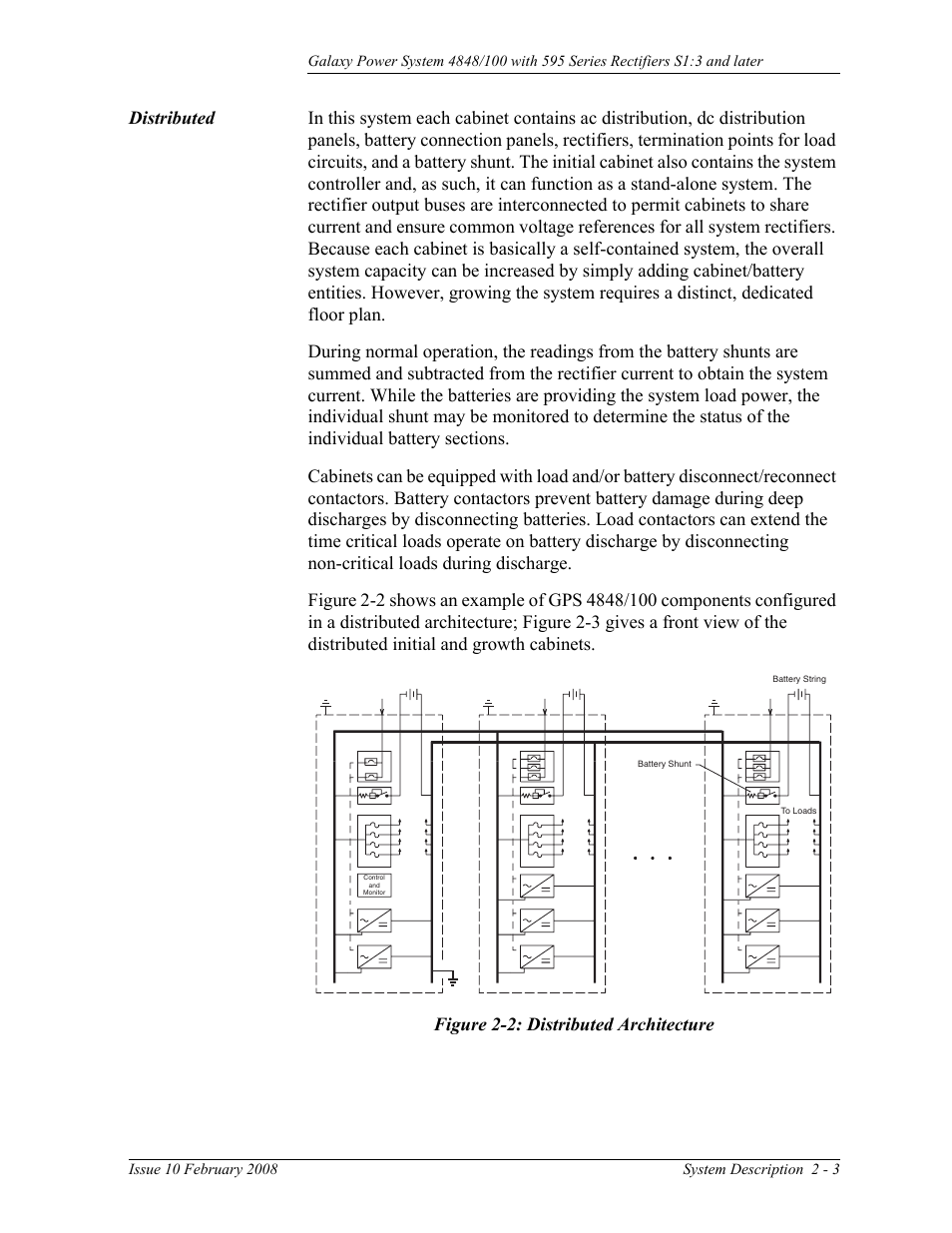 Distributed, Distributed 2-3, Figure 2-2: distributed architecture | GE Industrial Solutions GPS 4848_100 Users Guide (single rectifier shelf) User Manual | Page 21 / 106