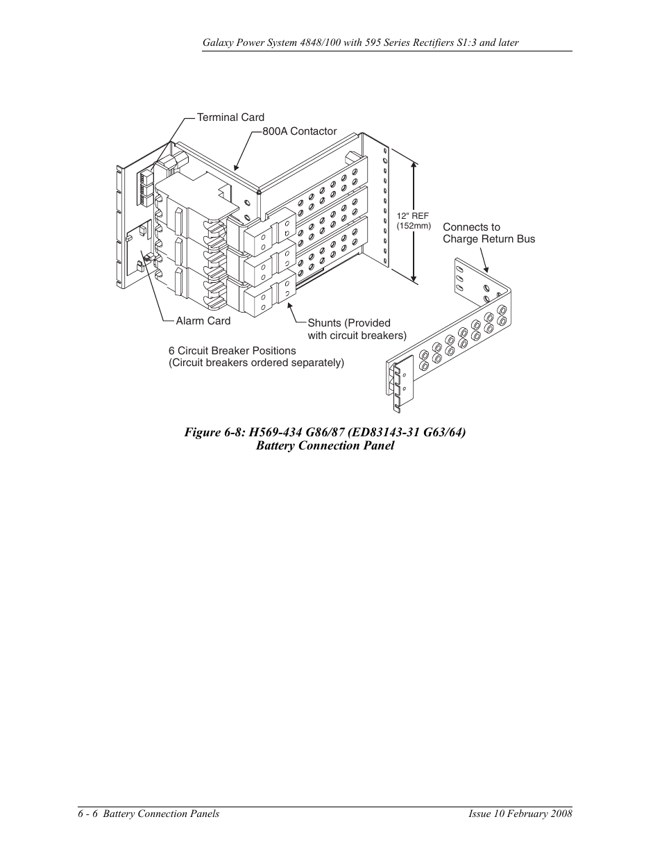 Figure 6-8: h569-434 g86/87 (ed83143-31 g63/64), Battery connection panel | GE Industrial Solutions GPS 4848_100 Users Guide (single rectifier shelf) User Manual | Page 44 / 106