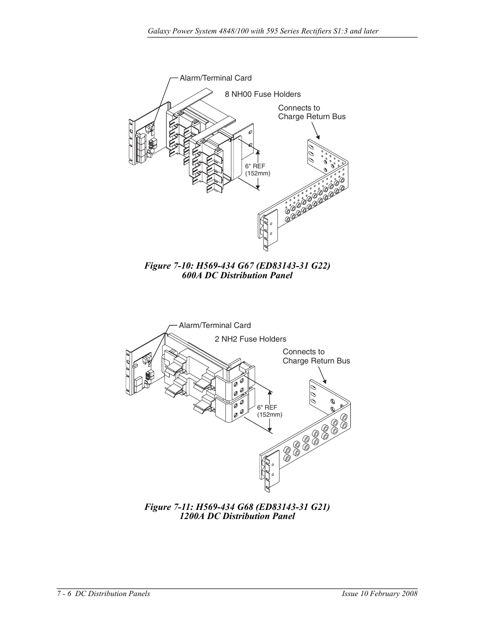 Figure 7-10: h569-434 g67 (ed83143-31 g22), 600a dc distribution panel, Figure 7-11: h569-434 g68 (ed83143-31 g21) | 1200a dc distribution panel | GE Industrial Solutions GPS 4848_100 Users Guide (single rectifier shelf) User Manual | Page 50 / 106