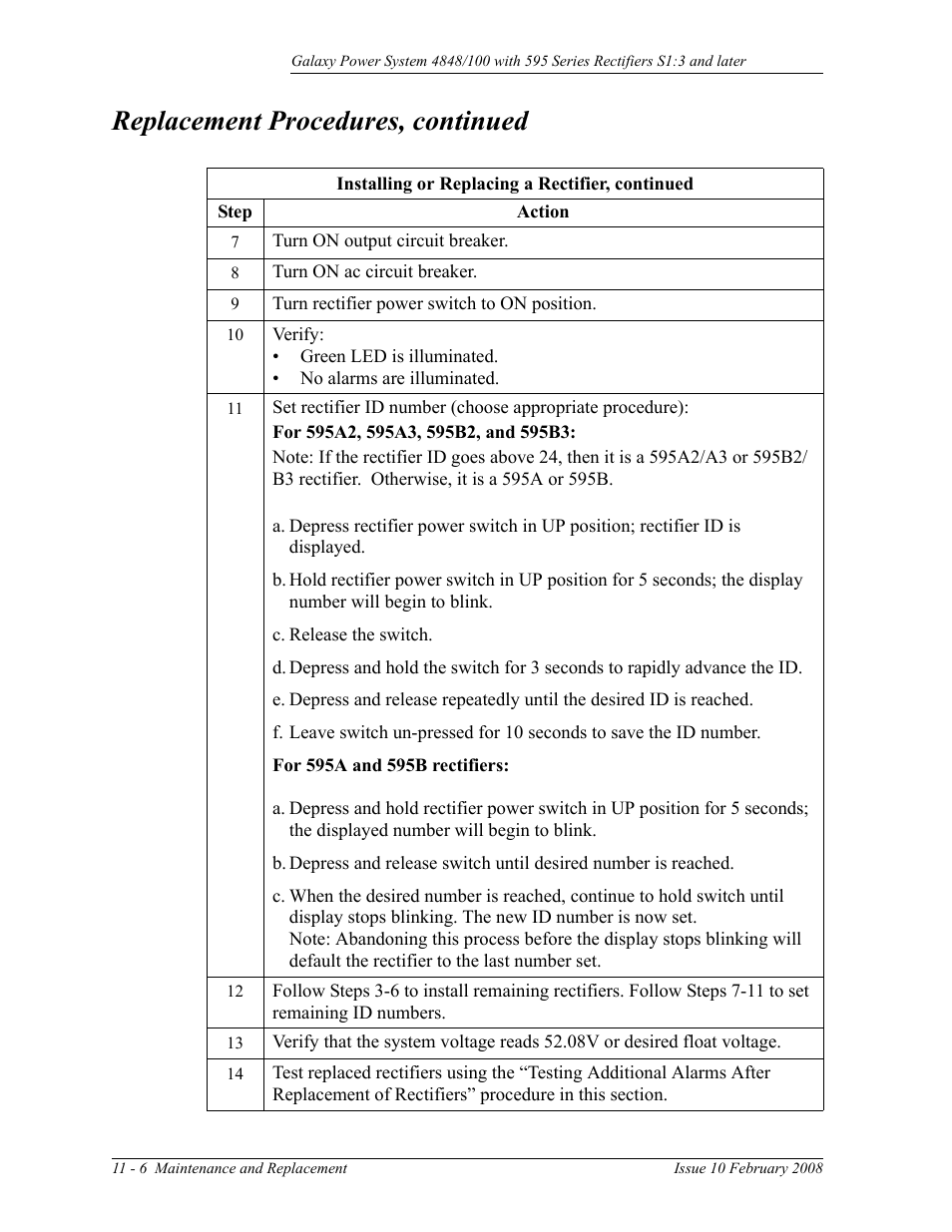 Replacement procedures, continued | GE Industrial Solutions GPS 4848_100 Users Guide (single rectifier shelf) User Manual | Page 70 / 106