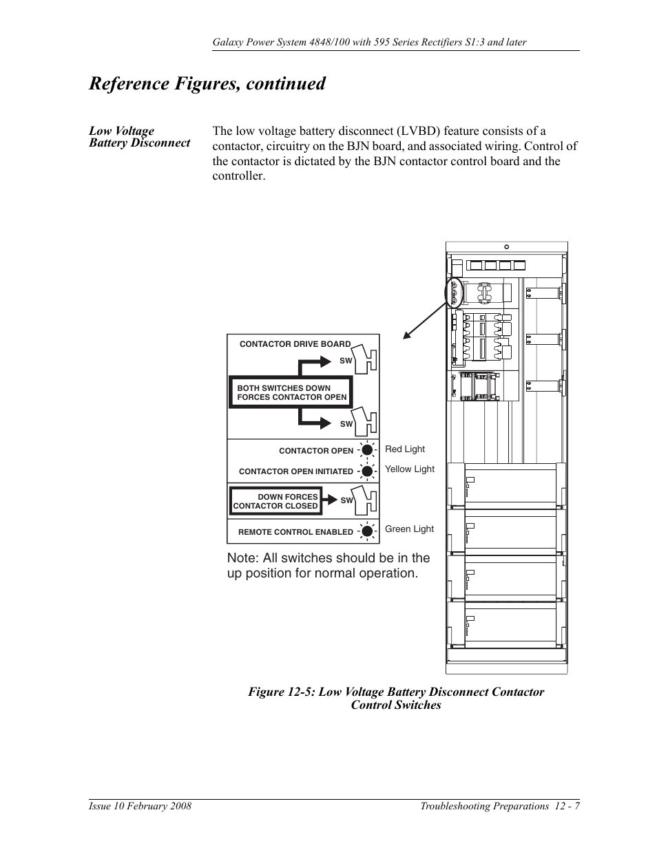 Low voltage battery disconnect, Control switches, Reference figures, continued | GE Industrial Solutions GPS 4848_100 Users Guide (single rectifier shelf) User Manual | Page 85 / 106