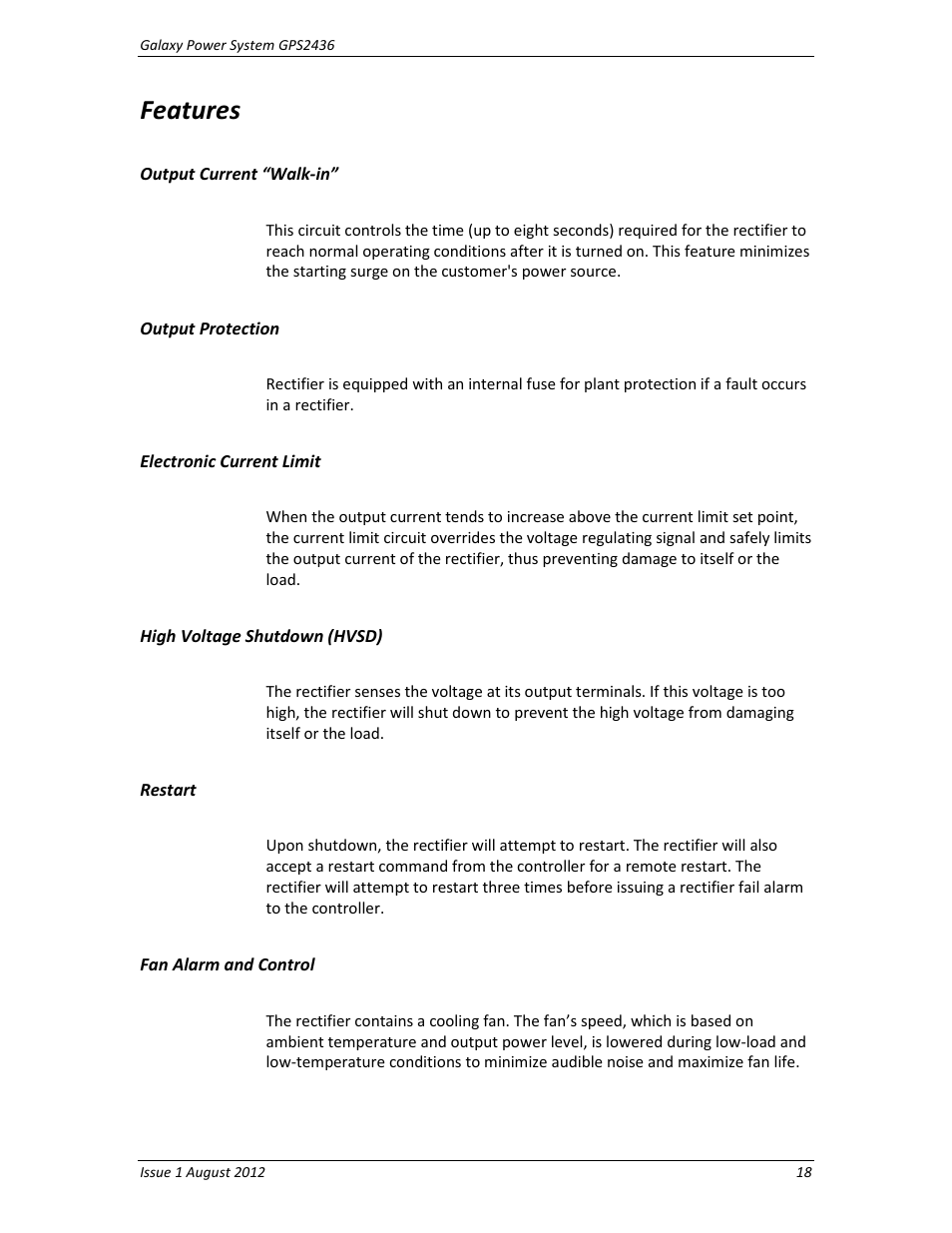 Features | GE Industrial Solutions GPS2436 User Manual | Page 18 / 97