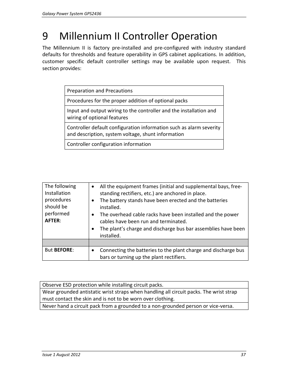 9 millennium ii controller operation, Preparation, Precautions | Millennium ii controller operation | GE Industrial Solutions GPS2436 User Manual | Page 37 / 97