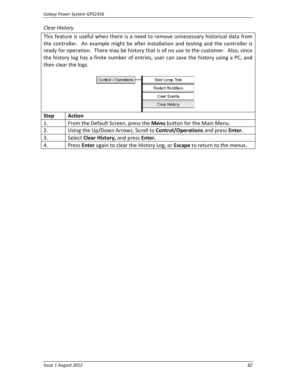 Clear history | GE Industrial Solutions GPS2436 User Manual | Page 82 / 97