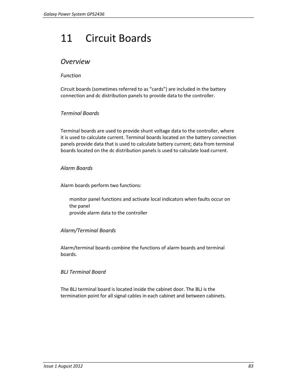 11 circuit boards, 12 circuit boards, Overview | GE Industrial Solutions GPS2436 User Manual | Page 83 / 97
