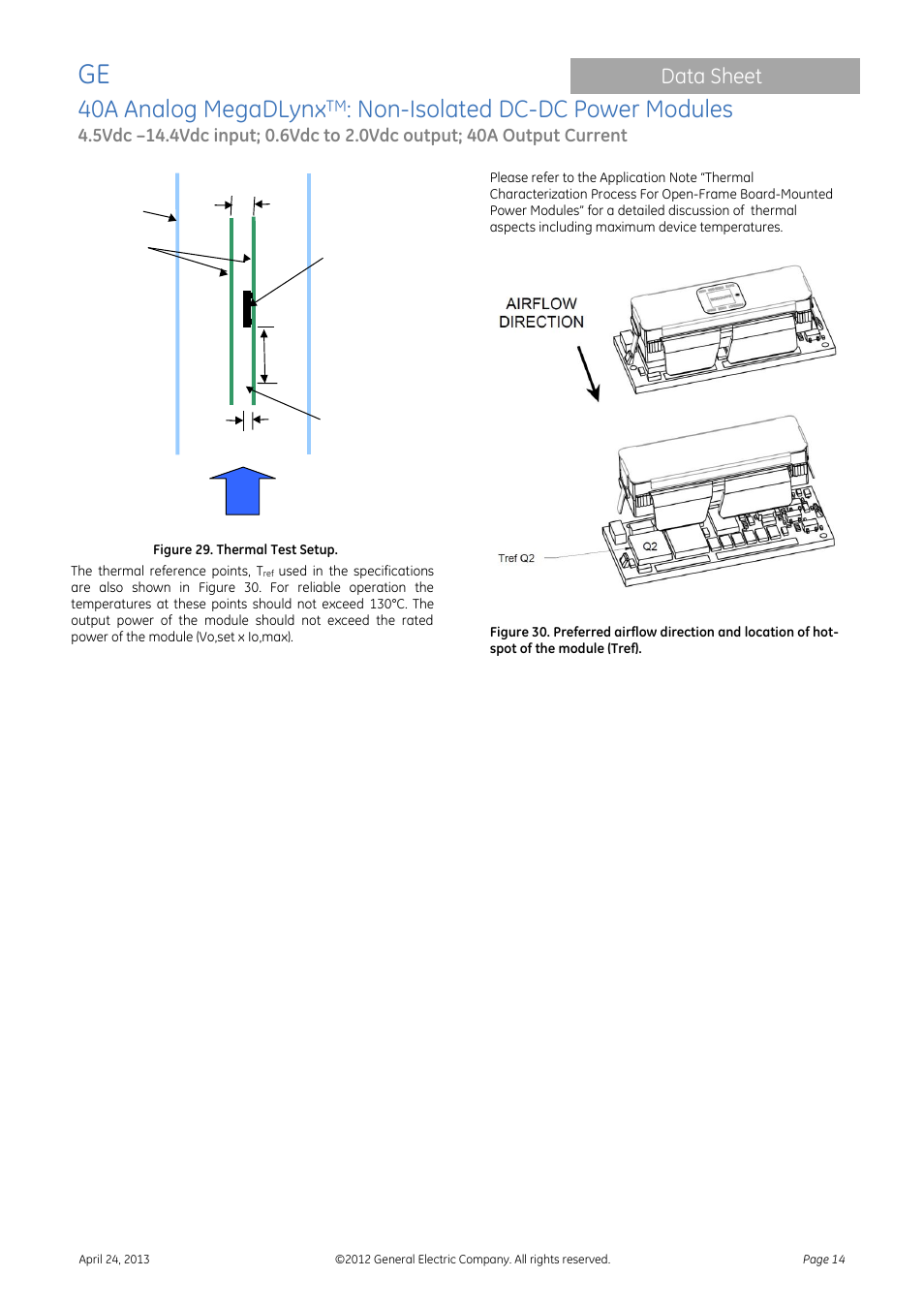 40a analog megadlynx, Non-isolated dc-dc power modules, Data sheet | GE Industrial Solutions 40A Analog MegaDLynx User Manual | Page 14 / 20