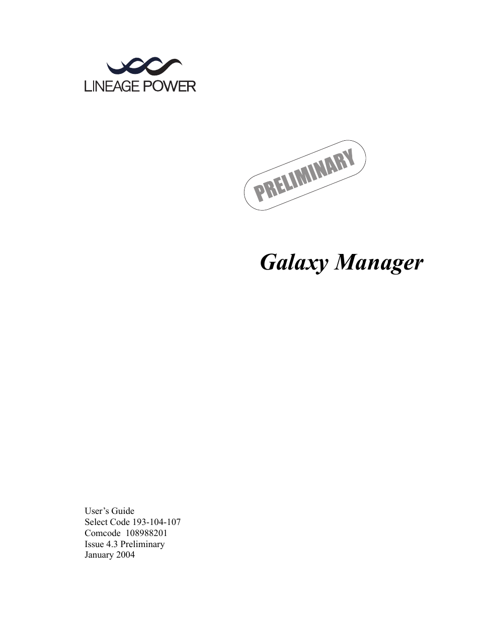 GE Industrial Solutions Galaxy Manager User Manual | 34 pages