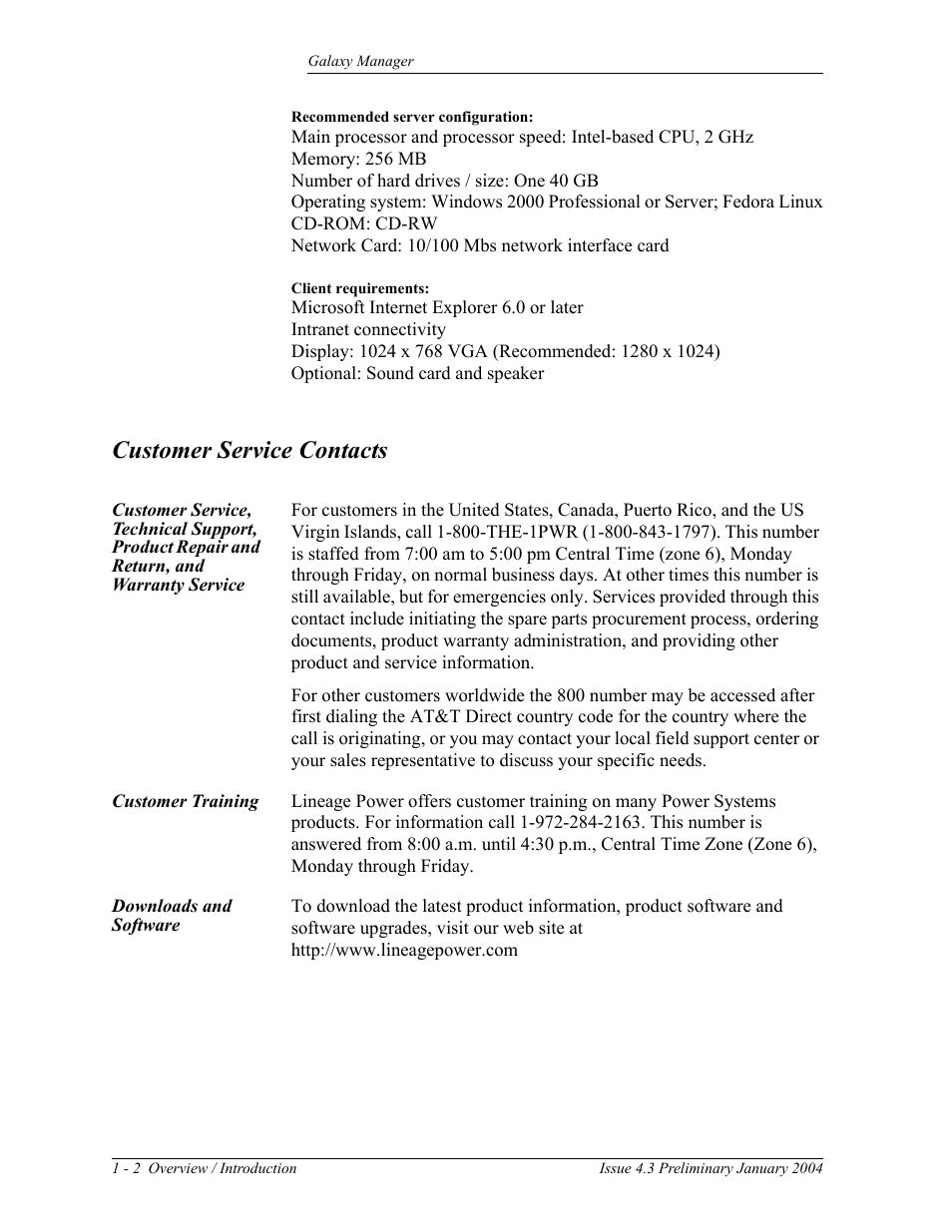 Customer service contacts, Customer training, Downloads and software | GE Industrial Solutions Galaxy Manager User Manual | Page 10 / 34