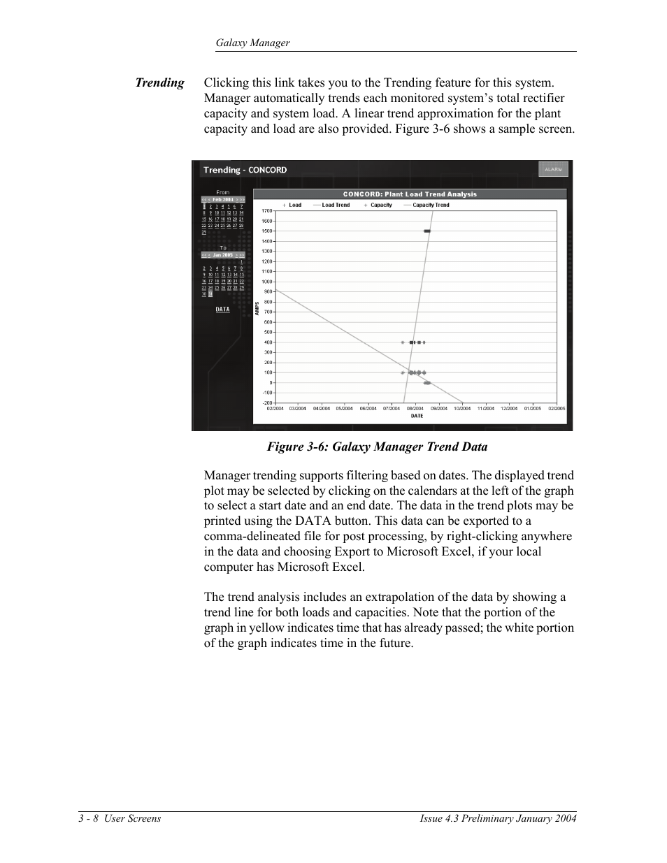 Trending, Figure 3-6: galaxy manager trend data | GE Industrial Solutions Galaxy Manager User Manual | Page 22 / 34