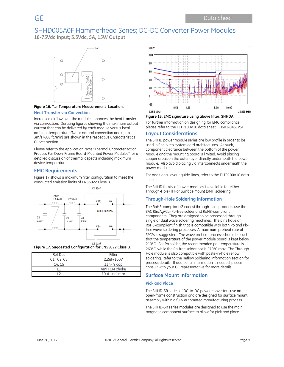 Data sheet | GE Industrial Solutions SHHD005A0F Hammerhead Series User Manual | Page 9 / 16