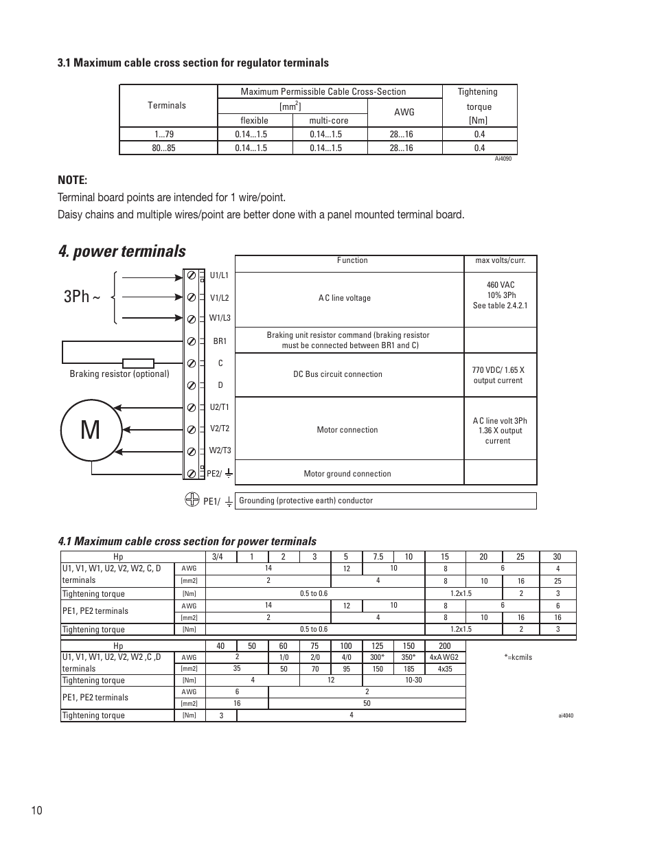 Power terminals | GE Industrial Solutions AV-300i Quick Start User Manual | Page 10 / 32