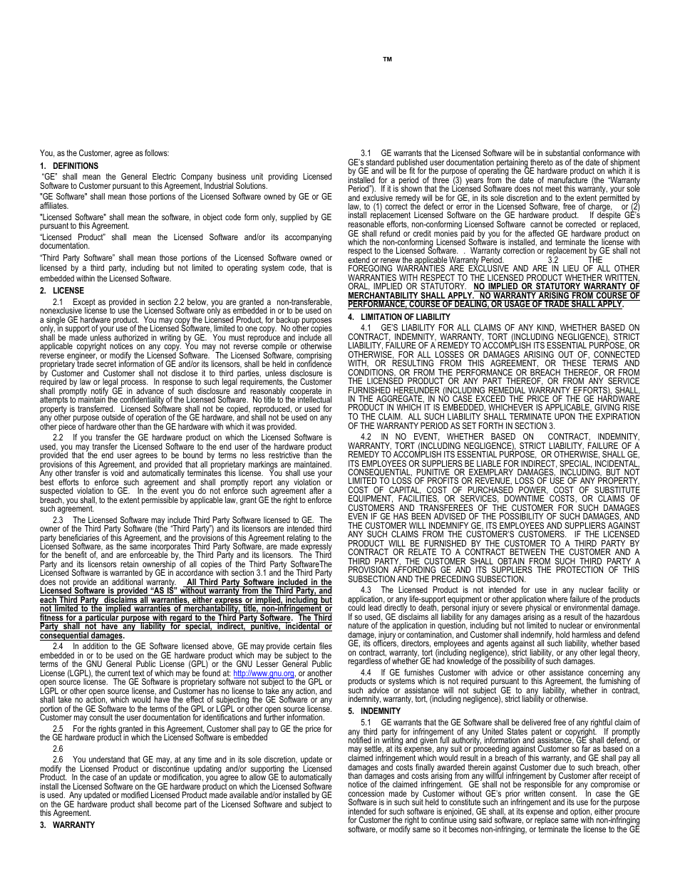 GE Industrial Solutions WattStation Firmware License Agreement User Manual | 2 pages