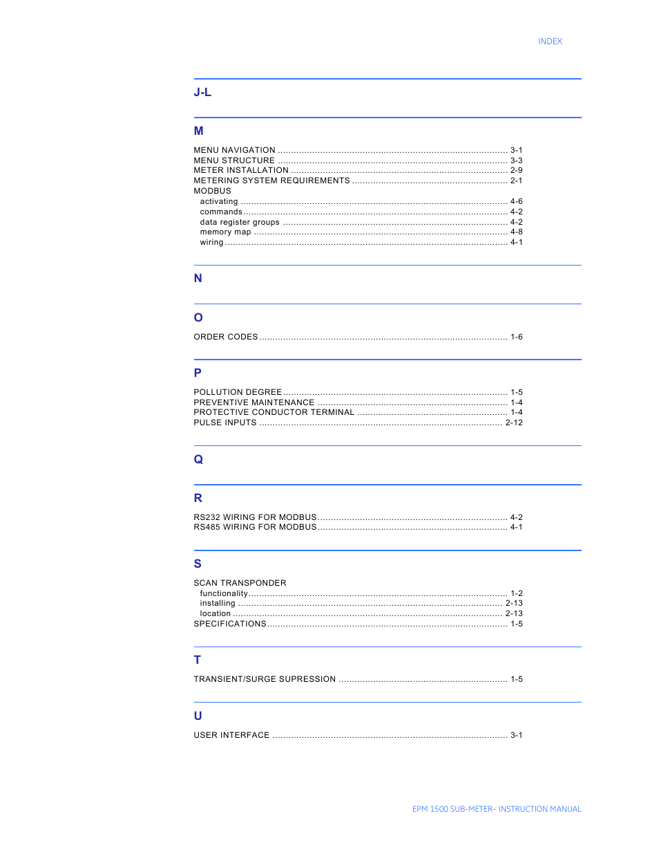 GE Industrial Solutions EPM1500 Single Point Submetering System User Manual | Page 50 / 52