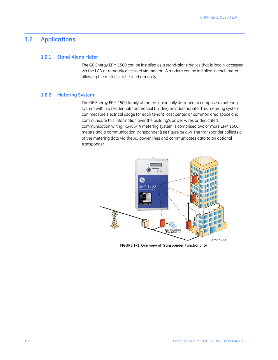 2 applications, 1 stand-alone meter, 2 metering system | Applications -2, Tand, Lone, Eter, Etering, Ystem | GE Industrial Solutions EPM1500 Single Point Submetering System User Manual | Page 6 / 52