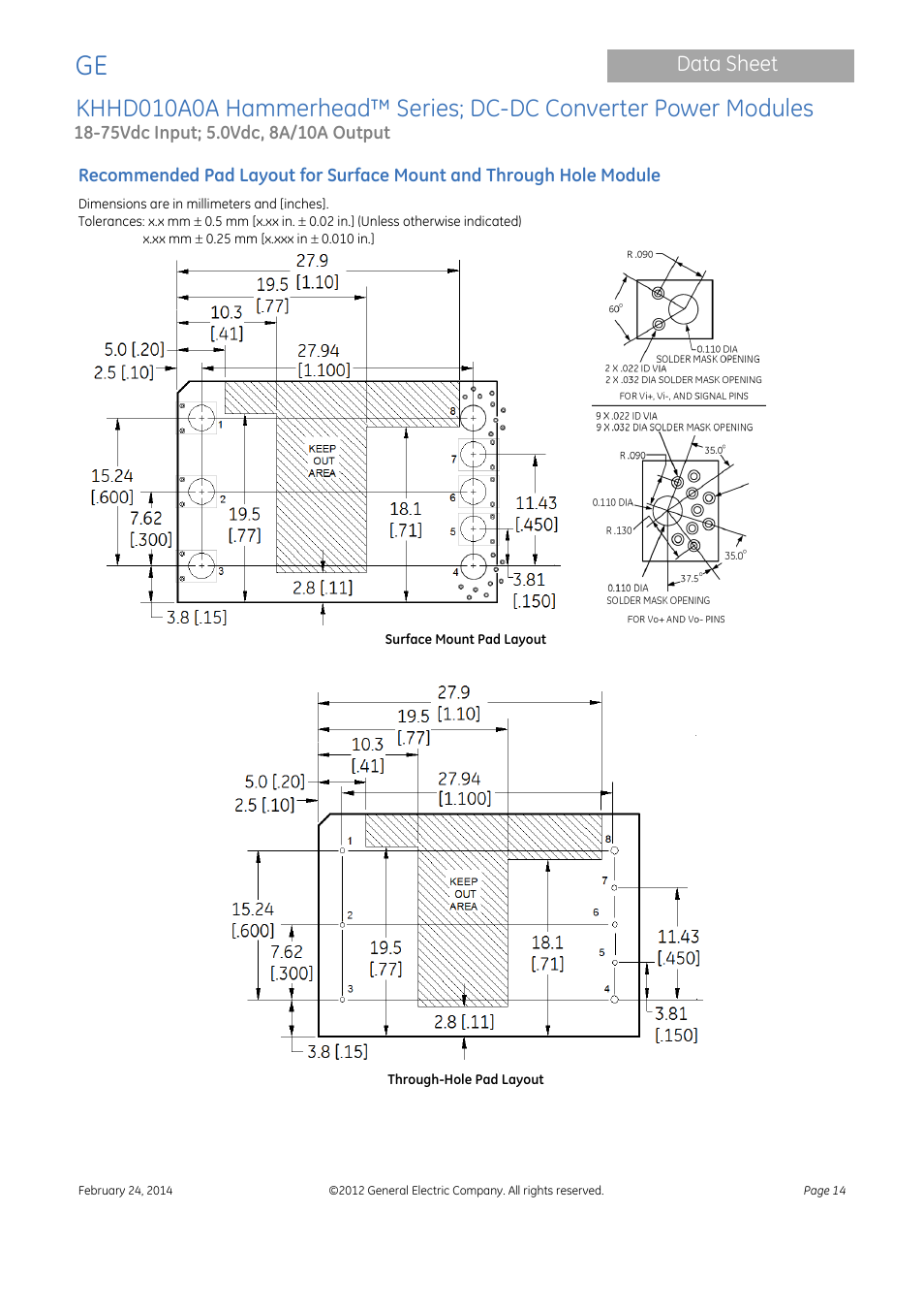 Data sheet | GE Industrial Solutions KHHD010A0A Hammerhead Series User Manual | Page 14 / 16
