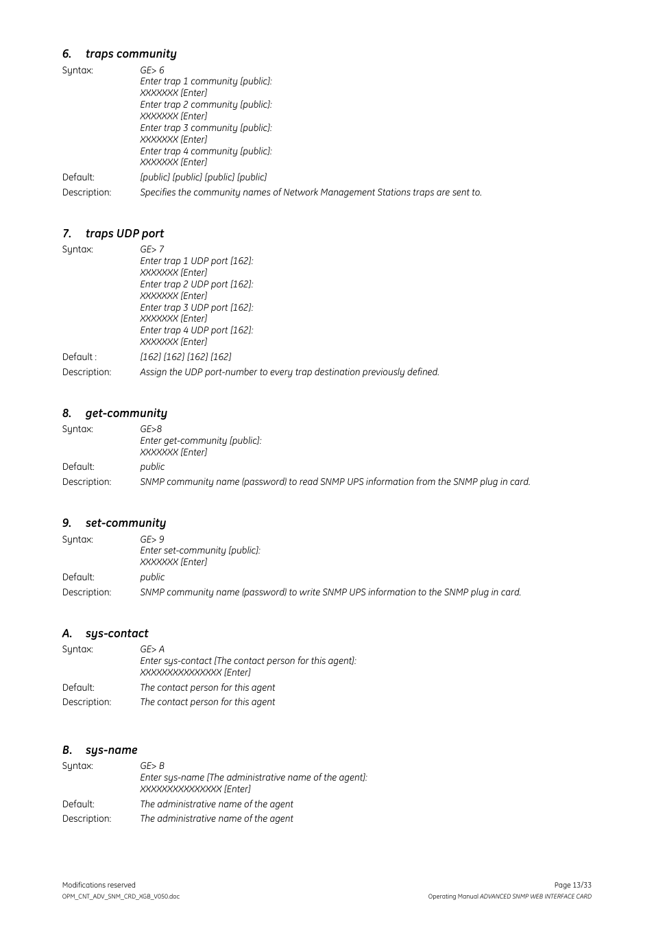 GE Industrial Solutions ADVANCED SNMP WEB INTERFACE CARD User Manual | Page 13 / 33