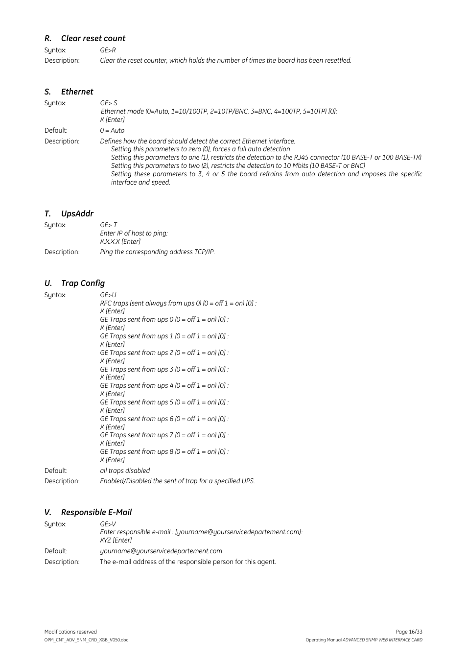 GE Industrial Solutions ADVANCED SNMP WEB INTERFACE CARD User Manual | Page 16 / 33