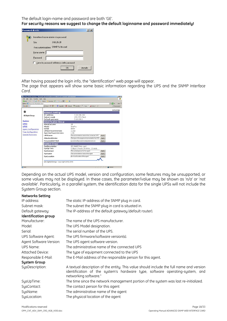 GE Industrial Solutions ADVANCED SNMP WEB INTERFACE CARD User Manual | Page 18 / 33