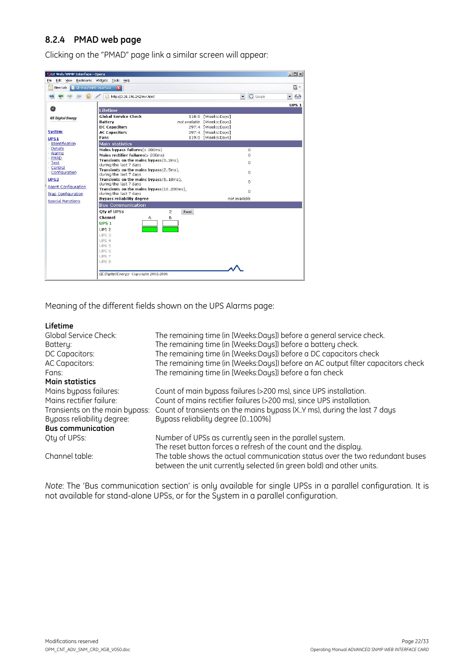 GE Industrial Solutions ADVANCED SNMP WEB INTERFACE CARD User Manual | Page 22 / 33