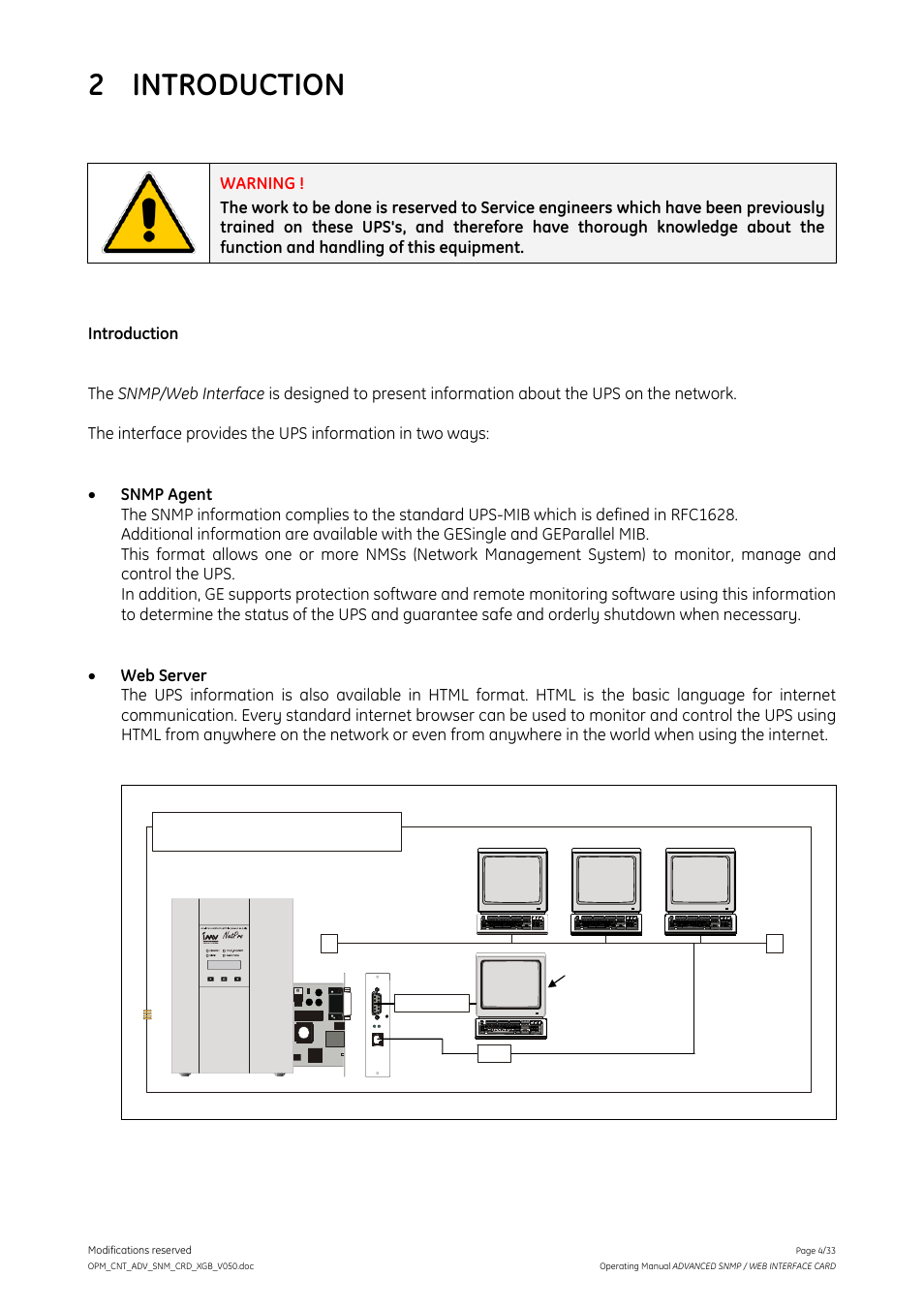 2 introduction | GE Industrial Solutions ADVANCED SNMP WEB INTERFACE CARD User Manual | Page 4 / 33