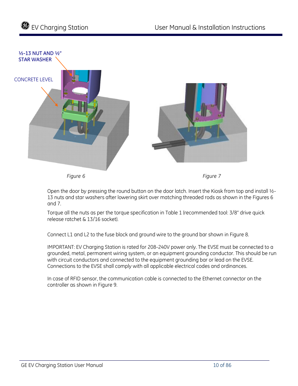 Ev charging station, User manual & installation instructions | GE Industrial Solutions NEMA EVSE CHARGING STATION User Manual | Page 10 / 86