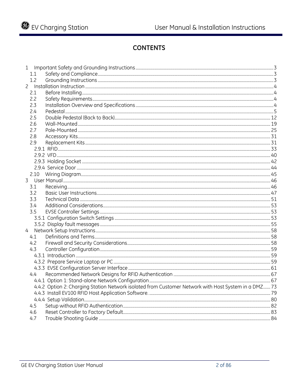 GE Industrial Solutions NEMA EVSE CHARGING STATION User Manual | Page 2 / 86