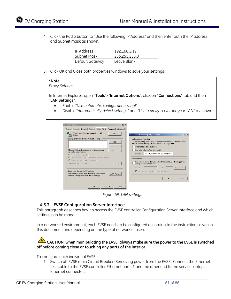 Evse configuration server interface | GE Industrial Solutions NEMA EVSE CHARGING STATION User Manual | Page 61 / 86