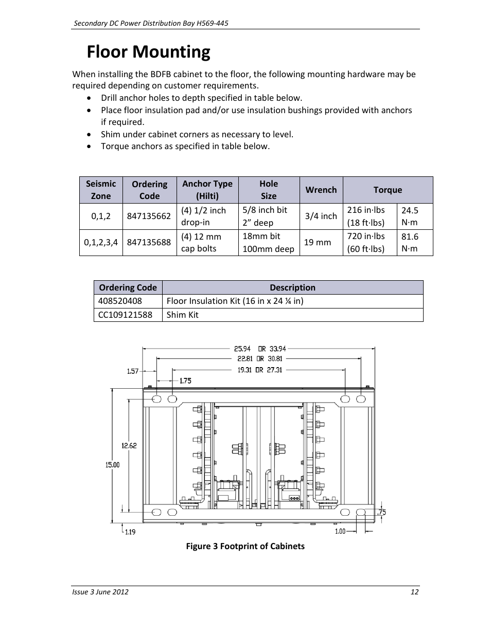 Floor mounting | GE Industrial Solutions BDCBB H569-445 User Manual | Page 12 / 39