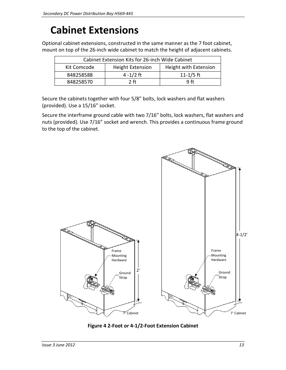 Cabinet extensions | GE Industrial Solutions BDCBB H569-445 User Manual | Page 13 / 39