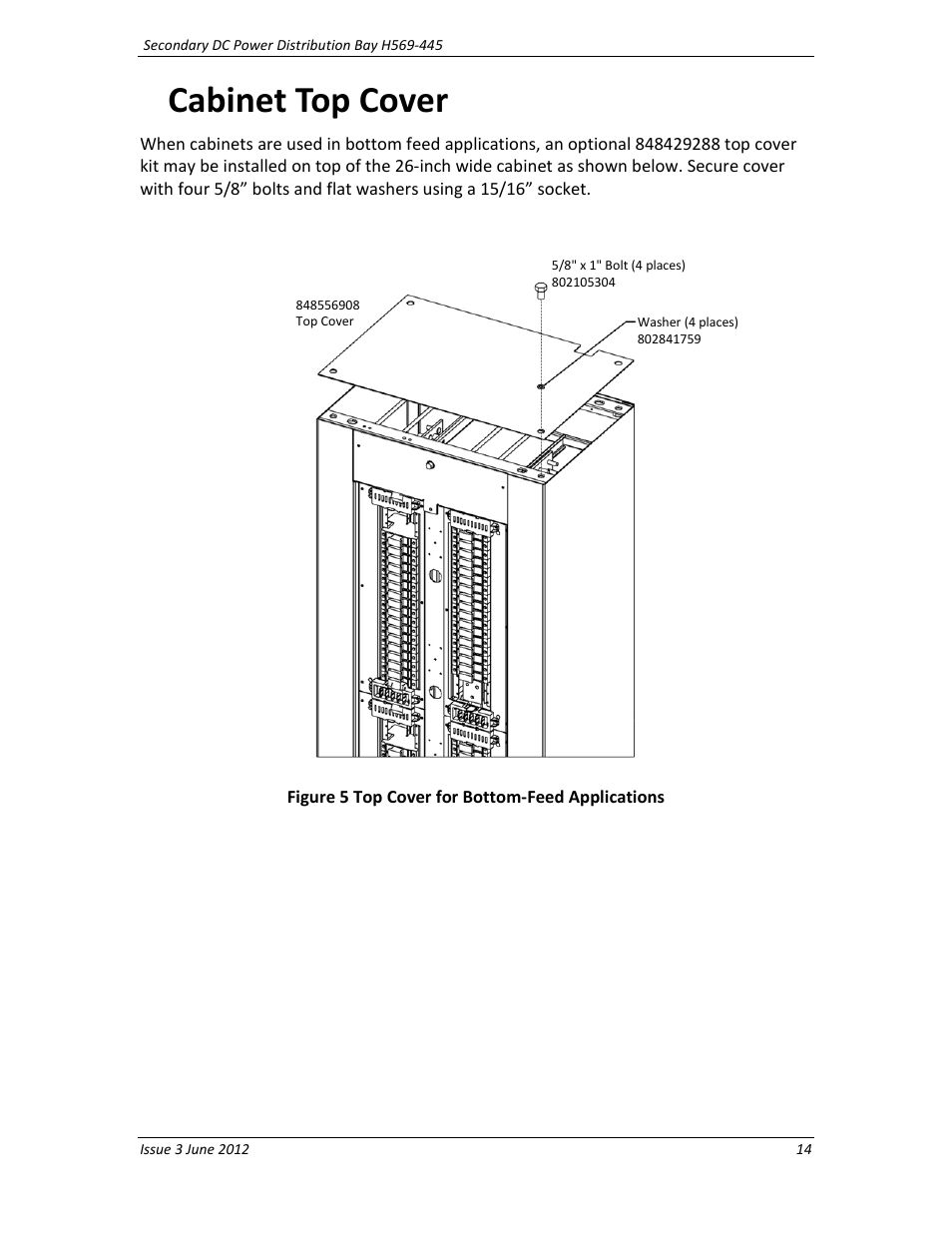 Cabinet top cover | GE Industrial Solutions BDCBB H569-445 User Manual | Page 14 / 39