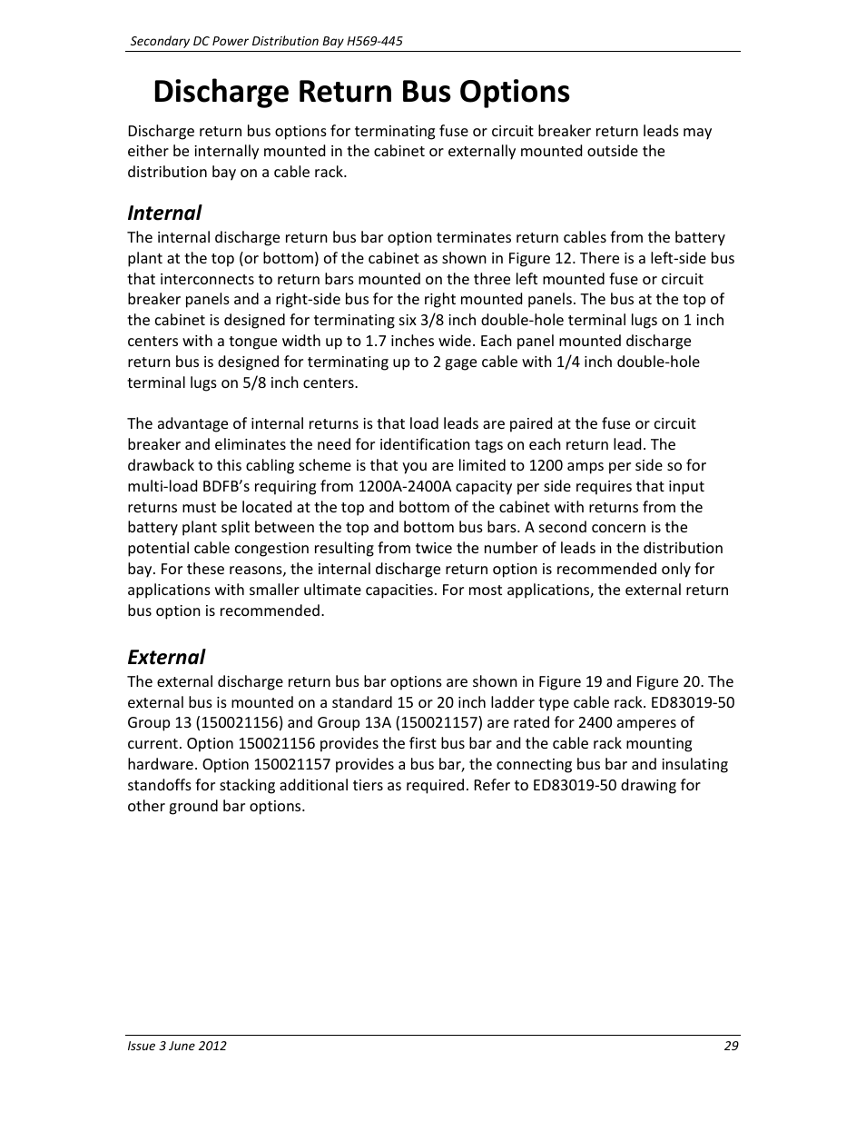 Discharge return bus options, Internal, External | GE Industrial Solutions BDCBB H569-445 User Manual | Page 29 / 39
