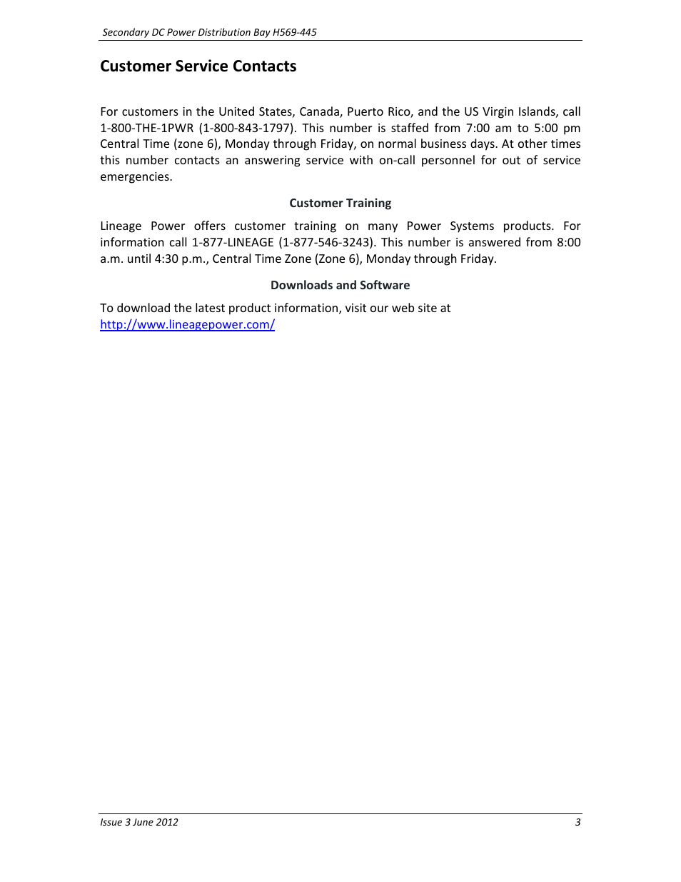 Customer service contacts, Customer training, Downloads and software | GE Industrial Solutions BDCBB H569-445 User Manual | Page 3 / 39