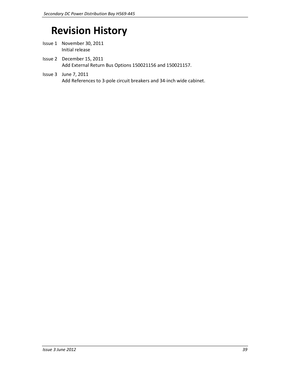 Revision history | GE Industrial Solutions BDCBB H569-445 User Manual | Page 39 / 39