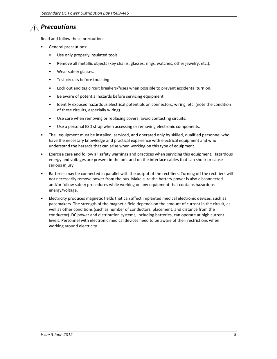 Precautions | GE Industrial Solutions BDCBB H569-445 User Manual | Page 8 / 39